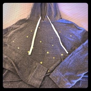 Monrow High Low Cropped Star Hoodie Size Small